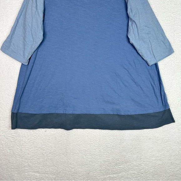 LOGO by Lori Goldstein Tunic Top 1XP Blue Colorblock 3/4 Sleeve Beachy Stretchy - Picture 11 of 12
